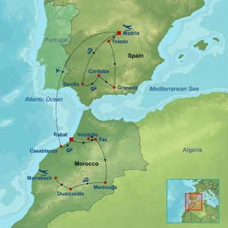 tourhub | Indus Travels | Amazing Spain and Morocco | Tour Map
