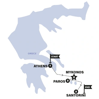 tourhub | Contiki | Athens to Santorini Island Hopping | Gap Year 18-22 | 2025 | Tour Map