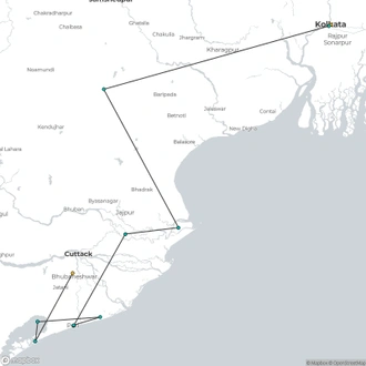 tourhub | Agora Voyages | Eastern Eclectic Expedition: Kolkata to Bhubaneswar | Tour Map