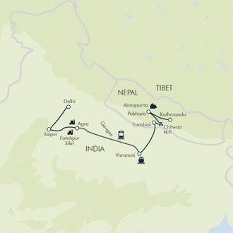 tourhub | Exodus Adventure Travels | Northern India & Nepal | Tour Map