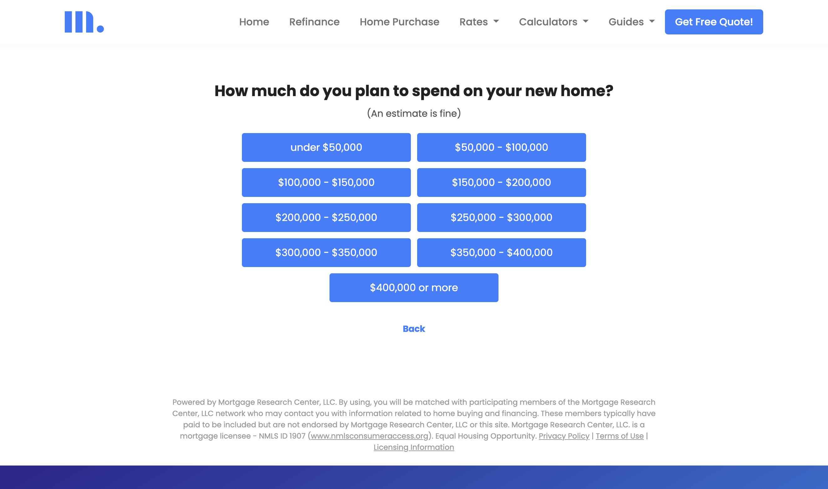 example multi step lead form for mortgage landing page