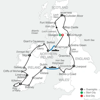 tourhub | Globus | Celtic Highlights | Tour Map