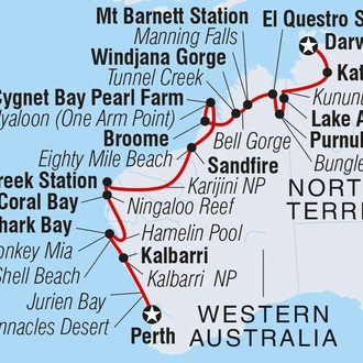 tourhub | Intrepid Travel | Darwin to Perth Overland | Tour Map