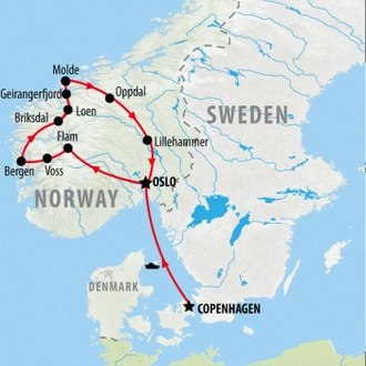 tourhub | On The Go Tours | Fjords, Charms & Traditions from Copenhagen - 11 days | Tour Map