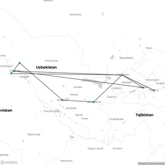 tourhub | Sundowners Overland | Tamerlane's Empire | Tour Map