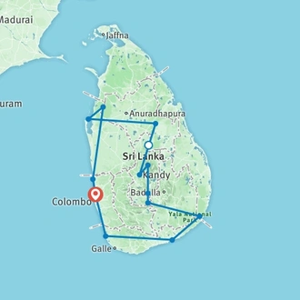 tourhub | Stelaran Holidays | Sri Lanka Bird Watching Tour | Tour Map