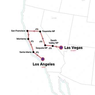tourhub | G Adventures | Best of California | Tour Map