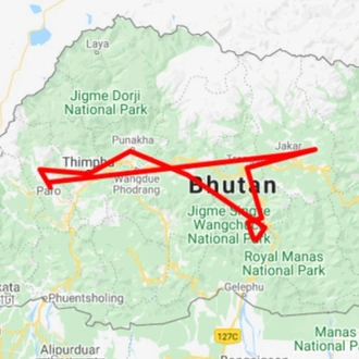 tourhub | Bhutan Acorn Tours & Travel | A Cultural Journey With Nature Trek in Central Bhutan | Tour Map