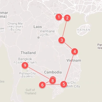 tourhub | The Dragon Trip | 20-day Vietnam to Cambodia Tour | Tour Map