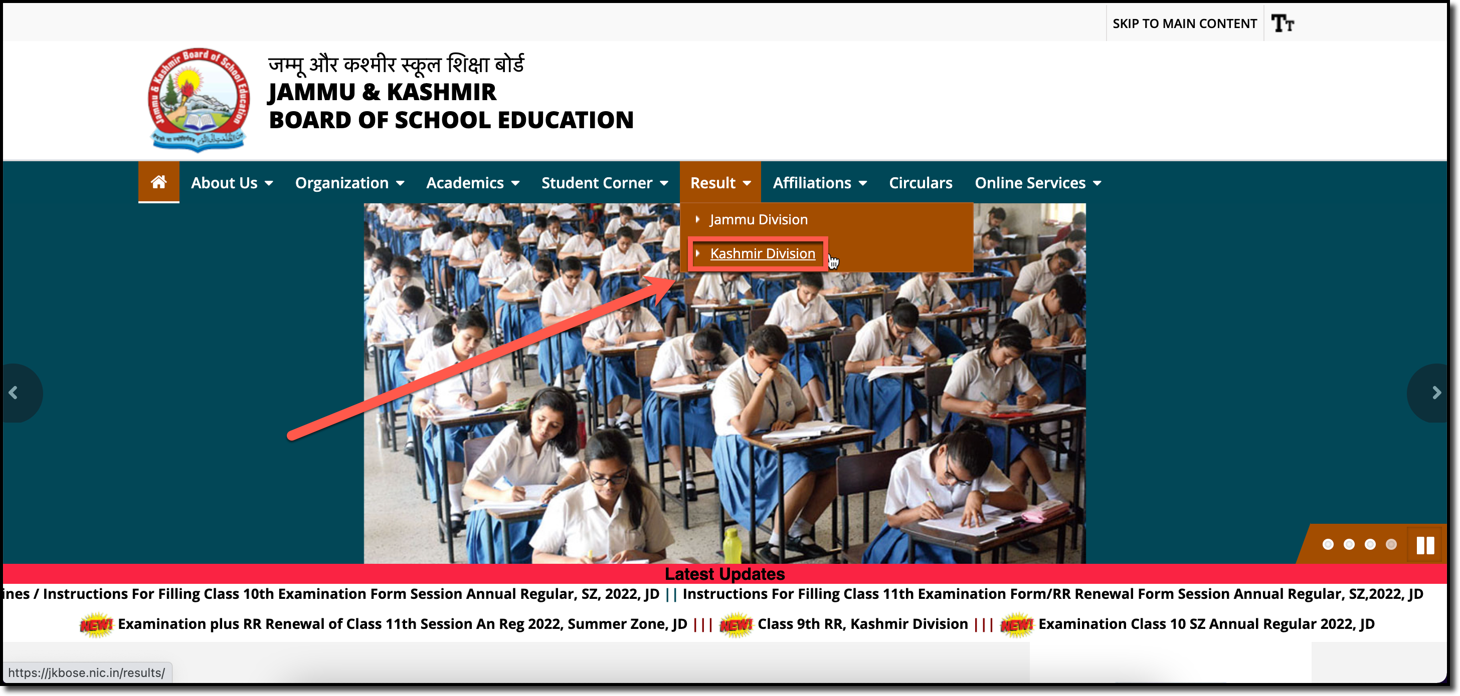 Click on Kashmir Division