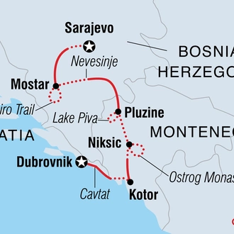 tourhub | Intrepid Travel | Cycle the Balkans | Tour Map