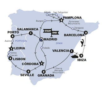 tourhub | Contiki | Best of Spain & Portugal | 2024 | Tour Map