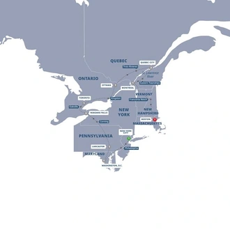tourhub | Trafalgar | East Coast USA and Canada End Boston | Tour Map