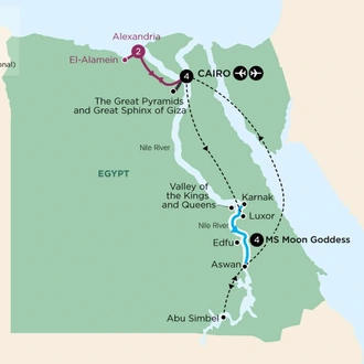 tourhub | APT | Treasures of Egypt and the Nile  | Tour Map