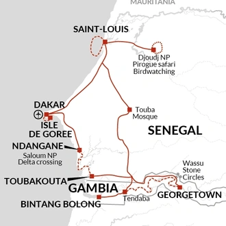 tourhub | Explore! | Senegal and The Gambia | Tour Map