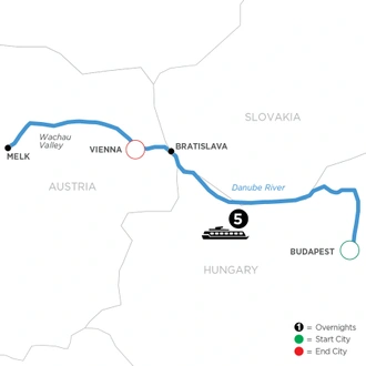 tourhub | Avalon Waterways | Christmastime from Budapest to Vienna (Passion) | Tour Map