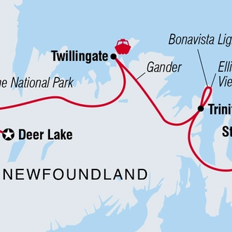 tourhub | Intrepid Travel | Newfoundland Adventure: Westbound | Tour Map