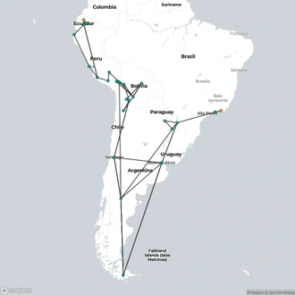 tourhub | Oasis Overland | RIO to QUITO (115 days) Kingdoms & Carnivals | Tour Map