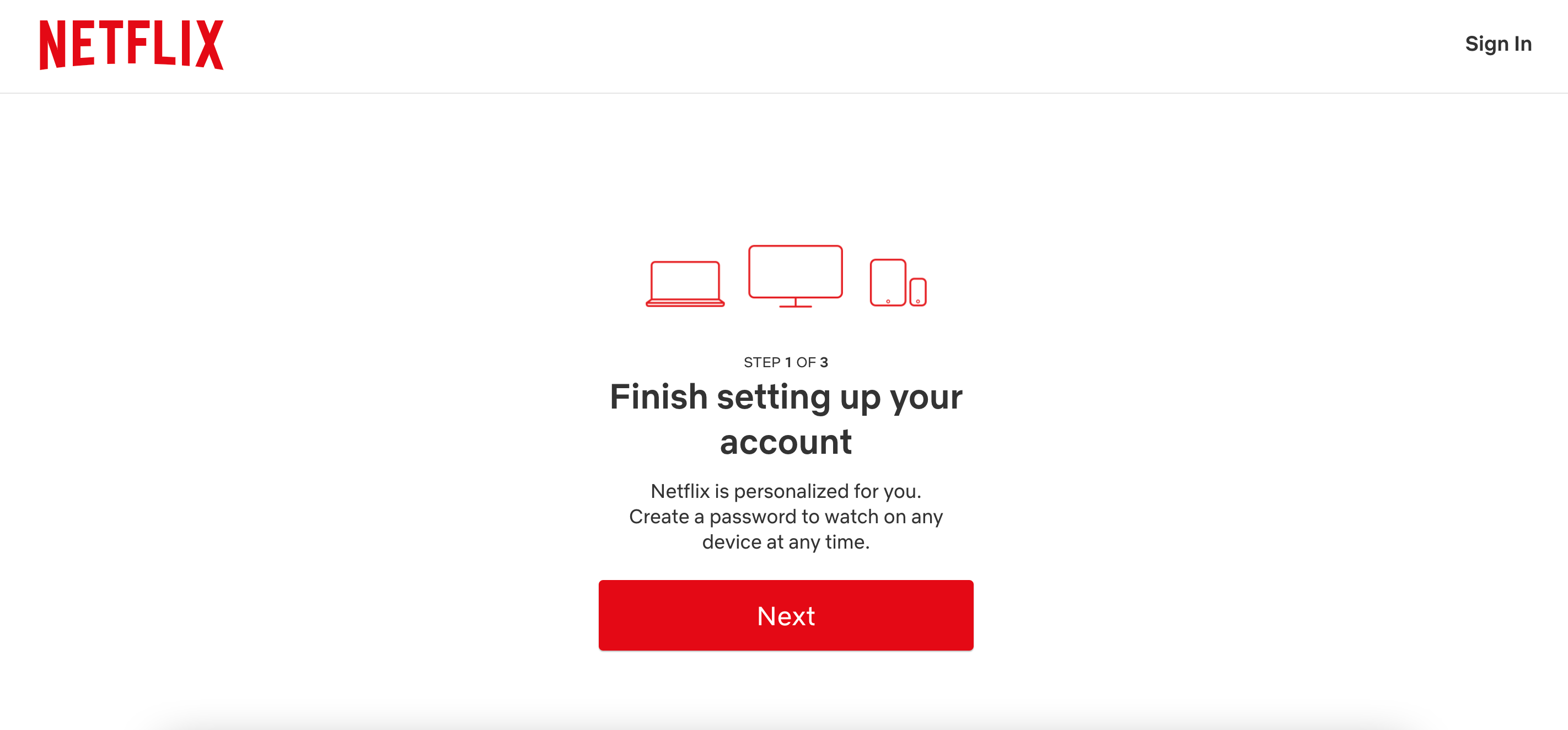 Netflix easy sign-up process for user activation