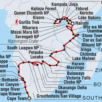 tourhub | Intrepid Travel | Africa Encompassed Southbound | Tour Map