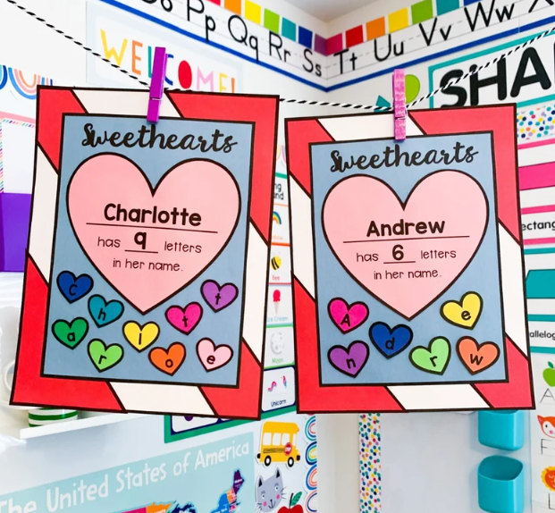 Pastel Hearts, Valentine's Day Bulletin Board Letters, Alphabet