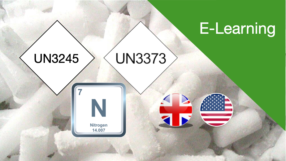 Représentation de la formation : E-learning  Category B (UN3373), GMOS (UN3245), Liquid Nitrogen (UN1977) &  Dry ice (UN1845) - Initial / Refresher - function 7.1 - UK