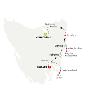 tourhub | AAT Kings | Tassie Getaway | Tour Map