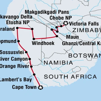 tourhub | Intrepid Travel | Amazing Southern Africa | Tour Map