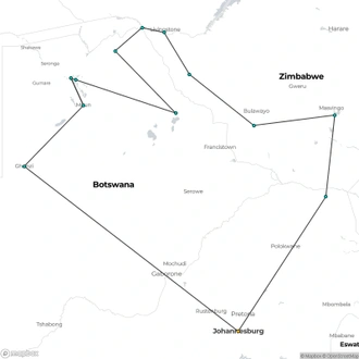 tourhub | Encounters Travel | Kruger, eSwatini & Lesotho | Tour Map