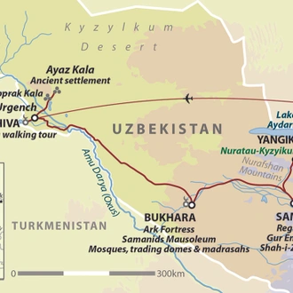 tourhub | Wild Frontiers | Uzbekistan: Land of Silk Road Treasures (Alternative Routing) | Tour Map
