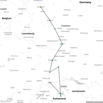 tourhub | Riviera Travel | Gastronomy of Switzerland and the Rhine - MS Geoffrey Chaucer | Tour Map