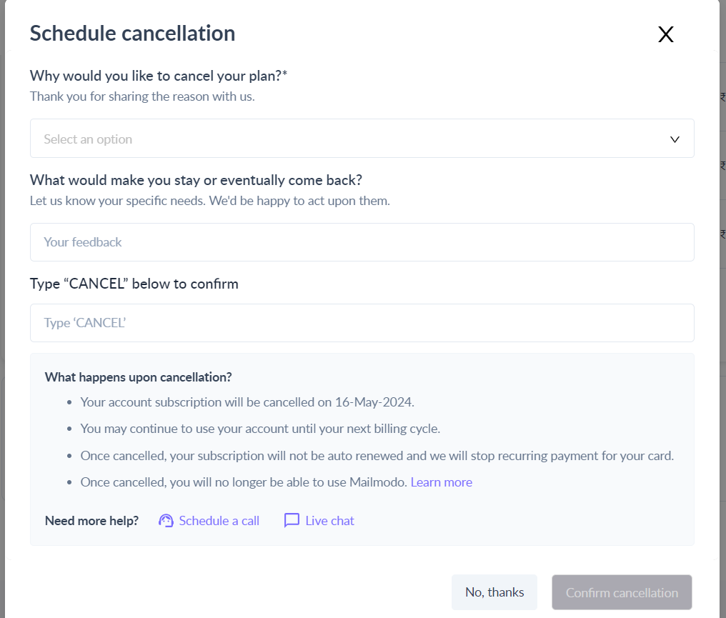 How to cancel your plan subscription?