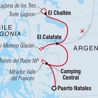 tourhub | Intrepid Travel | Highlights of Patagonia | Tour Map
