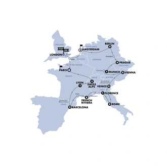 tourhub | Contiki | European Escapade | Standard | Start Paris | Winter 2025/2026 | Tour Map