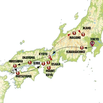 tourhub | Europamundo | Wonders of Japan End Osaka | Tour Map