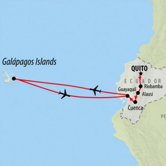 tourhub | On The Go Tours | Ecuador Highlands & Galapagos Islands - 16 days | Tour Map