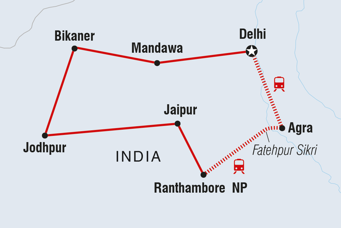 tourhub | Intrepid Travel | Northern India Family Holiday Comfort | Tour Map