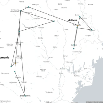 tourhub | Penguin Travel | Еast European Discovery – Romania and Moldova’s Transnistria and Gagauzia | Tour Map