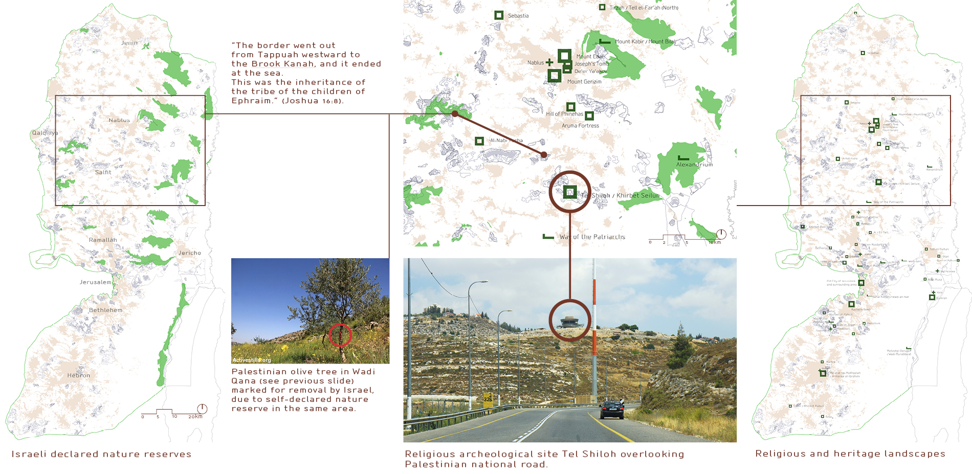 3. Settlement by landscape - example : Wadi Qana  |  3.1. nature reserves acts of declaration  |  3.2. landscape of religion