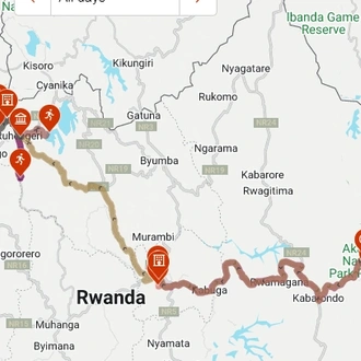 tourhub | Kingfisher Journeys | 8 Days Rwanda Wildlife Safari & Gorilla Adventures | Tour Map