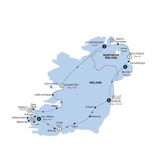 tourhub | Insight Vacations | Country Roads of Ireland - End Dublin, Small Group, Summer | Tour Map