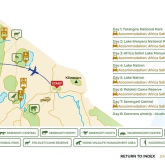 tourhub | Beach and Safari Holidays | Tanzanian Safari Spectacle | Tour Map