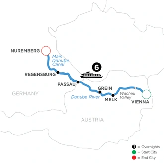 tourhub | Avalon Waterways | Christmastime on the Danube (Westbound) (Passion) | Tour Map