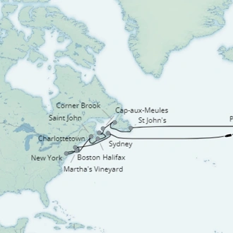 tourhub | Saga Ocean Cruise | Contrasts of Canada and the USA | Tour Map
