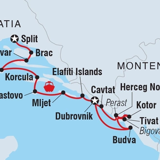 tourhub | Intrepid Travel | Croatia and Montenegro Sailing Adventure  | Tour Map