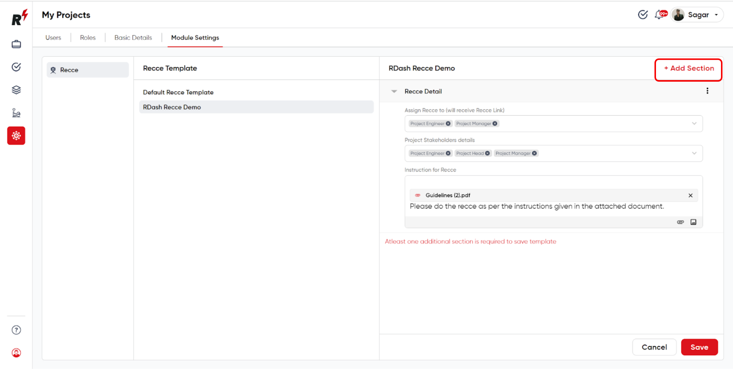 How to create a Recce Template