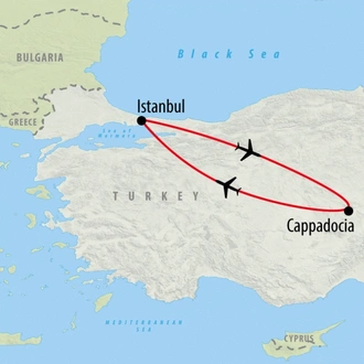 tourhub | On The Go Tours | Istanbul & Cappadocia - 5 days | Tour Map