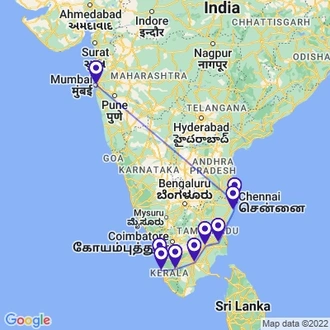 tourhub | Holidays At | South India Tour from Mumbai | Tour Map