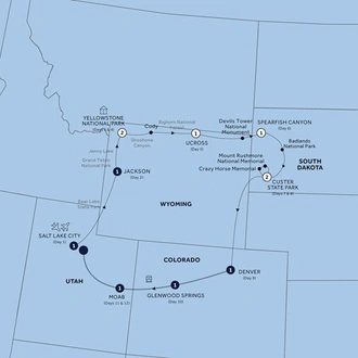 tourhub | Insight Vacations | American Parks Trail with Rocky Mountaineer Option, Classic Group | Tour Map