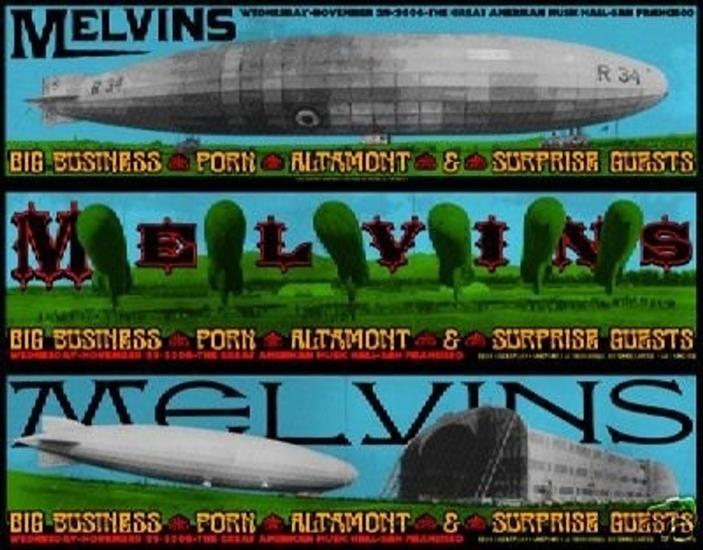 Melvins/Altamont/Porn/Big Business San Francisco 2006 Chuck  Sperry/Firehouse (Show Edition) | Collectionzz